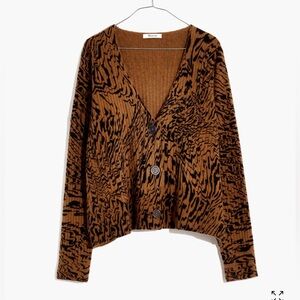 Madewell Tigerized Cameron Ribbed Cardigan Sweater